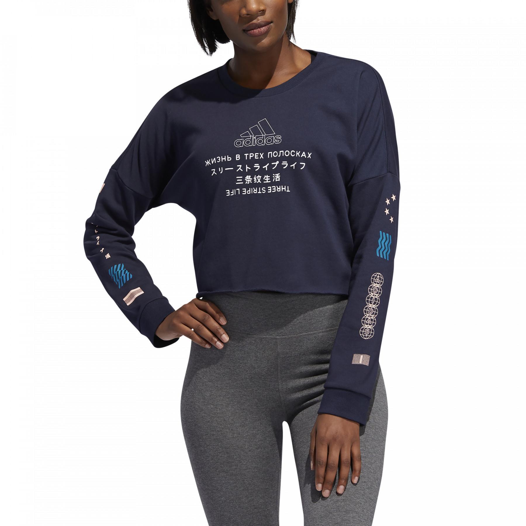 Sweatshirt woman adidas Global citizen Cropped
